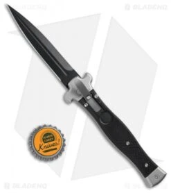 AGA Campolin Zero Dagger Leverlock Automatic Knife Black G-10 (3.75" Black) -Automatic Knives Shop AGA Campoliln Zero Dagger LL Black G 10 Black AGA01N ND BHQ 72185 jr bottlecap