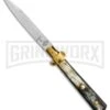 AGA Campolin 10" Brass/Dark Horn Italian Frosolone Automatic Knife - Bayonet