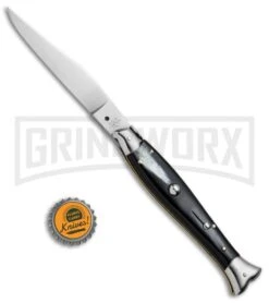 AGA Campolin 10" Brazil Horn Fishtail Picklock Automatic Knife - Polish Plain -Automatic Knives Shop AGA Campolin 10in Fishtail Picklock Italian BP 20096 jr bottlecap large