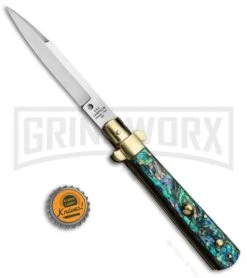 AGA Campolin 10" Abalone Frosolone Stiletto Automatic Knife - Bayonet -Automatic Knives Shop AGA Campolin 10in Frosolone Bayo Stiletto Abalone Polish BHQ 71498 jr bottlecap large