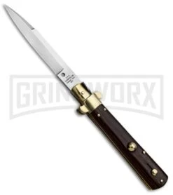 AGA Campolin 10" Cocobolo/Brass Frosolone Stiletto Automatic Knife - Bayonet
