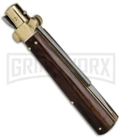AGA Campolin 10" Cocobolo/Brass Frosolone Stiletto Automatic Knife - Bayonet -Automatic Knives Shop AGA Campolin 10in Frosolone Bayo Stiletto Cocobolo Brass Polish BP 28945 jr side large