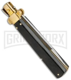 AGA Campolin 10" Italian Frosolone Picklock Brass/Ebony Automatic Knife - Bayo -Automatic Knives Shop AGA Campolin 10in Italian Frosolone Picklock Brass Ebony AutoKnife Bayo GX 32102 jr side large