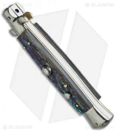 AGA Campolin 10" Italian Stiletto Automatic Abalone (4.5" Satin Kriss) 2 AGA Campolin 10" Italian Stiletto Automatic Abalone (4.5" Satin Kriss) - Image 2