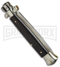 AGA Campolin 10" Ebony Picklock Stiletto Automatic Knife - Satin Kris -Automatic Knives Shop AGA Campolin 10in Stiletto Ebony Satin Kriss BP 19130 jr side large