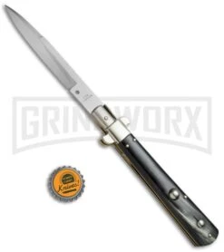 AGA Campolin 11" Stiletto Brazilian Horn Ltd. Edition Automatic Knife - Bayonet -Automatic Knives Shop AGA Campolin 11in Frosolone Pick Lock Stiletto Brazilian Horn BHQ 23370 jr bottlecap large