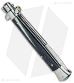 AGA Campolin 11" Picklock Automatic Italian Stiletto Dark Horn (5" Satin) 2017 -Automatic Knives Shop AGA Campolin 11in Picklock Italian Stiletto Dark Horn Satin BHQ 78227 jr side