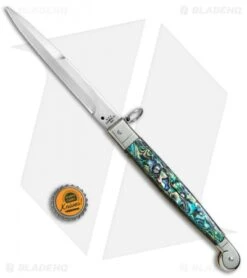 AGA Campolin 9" Sicilian Ring Pull Automatic Knife Abalone (5.5" Satin Bayo) -Automatic Knives Shop AGA Campolin 12in Sicilian Lever Lock Ring Pull Abalone Bayonet BP 27798 jr bottlecap