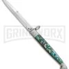 A.G.A. Campolin 9" Abalone Sicilian Ring Pull Automatic Knife - Bayonet
