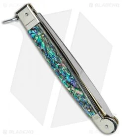 AGA Campolin 9" Sicilian Ring Pull Automatic Knife Abalone (5.5" Satin Bayo) -Automatic Knives Shop AGA Campolin 12in Sicilian Lever Lock Ring Pull Abalone Bayonet BP 27798 jr side