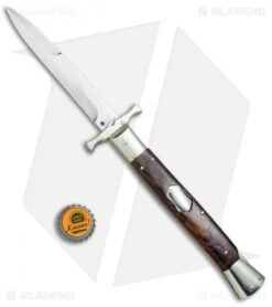 AGA Campolin 13" Bat Swinguard Automatic Cocobolo (5.75" Satin Bayonet) -Automatic Knives Shop AGA Campolin 13in Bat Swinguard Auto Cocobolo Satin Bayo BHQ 77552 jr bottlecap