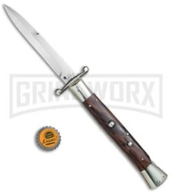 AGA Campolin 13" Stiletto Swinguard Cocobolo Wood Automatic Knife - Bayonet -Automatic Knives Shop AGA Campolin 13in Swingaurd Auto Cocobolo Satin Bayo BHQ 77551 jr bottlecap large