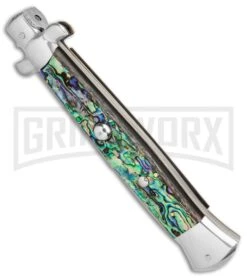 AGA Campolin 15" Italian Abalone Automatic Knife - Bayonet -Automatic Knives Shop AGA Campolin 15in Auto Italian Stiletto Abalone 7in satin BHQ 87415 er spine large