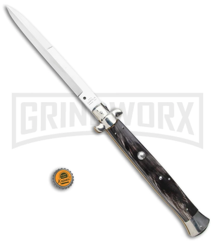 A.G.A. Campolin 18" Dark Horn Italian Stiletto Auto Knife - Bayonet 4 A.G.A. Campolin 18" Dark Horn Italian Stiletto Auto Knife - Bayonet - Image 4