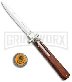 A.G.A. Campolin 9" Dominus Cocobolo Leverlock Automatic Knife - Satin -Automatic Knives Shop AGA Campolin 9in Dominus LL Auto Wood Satin GO DOM23 CW BHQ 97994 jr bottlecap large
