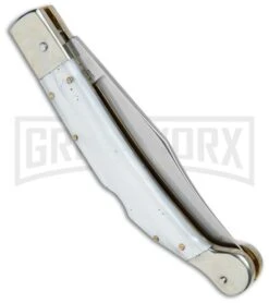 AGA Campolin Sahara Pearlex Italian Stiletto Automatic Knife - Mirror Plain 6 AGA Campolin Sahara Pearlex Italian Stiletto Automatic Knife - Mirror Plain -Automatic Knives Shop AGA Campolin 9in Sahara Italian Stiletto LB Pearlex Mirror BHQ 74049 jr side large