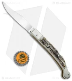 AGA Campolin 9" Sahara Italian Stiletto Lockback Automatic Stag (3.8" Mirror) -Automatic Knives Shop AGA Campolin 9in Sahara Italian Stiletto LB Stag Mirror BHQ 74051 jr bottlecap 2