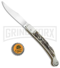 AGA Campolin Sahara Stag Italian Stiletto Automatic Knife - Mirror Plain 7 AGA Campolin Sahara Stag Italian Stiletto Automatic Knife - Mirror Plain -Automatic Knives Shop AGA Campolin 9in Sahara Italian Stiletto LB Stag Mirror BHQ 74051 jr bottlecap 2 large