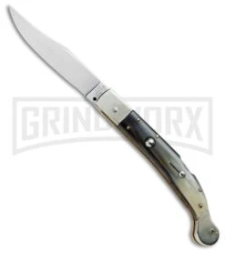 AGA Campolin Sahara Dark Horn Italian Stiletto Automatic Knife - Mirror Plain