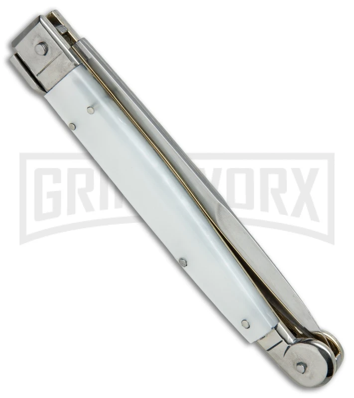 A.G.A. Campolin 9" Sicilian White Pearlex Picklock Automatic Knife - Bayonet 3 A.G.A. Campolin 9" Sicilian White Pearlex Picklock Automatic Knife - Bayonet - Image 3