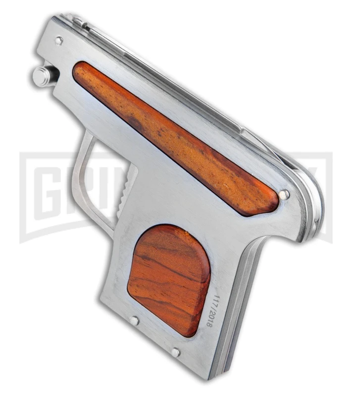 AGA Campolin Cocobolo Automatic Gun Knife - Satin Plain 2 AGA Campolin Cocobolo Automatic Gun Knife - Satin Plain - Image 2