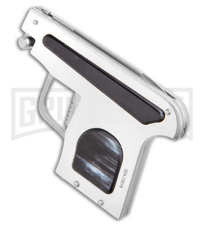 AGA Campolin Dark Horn Automatic Gun Knife - Satin Plain 2 AGA Campolin Dark Horn Automatic Gun Knife - Satin Plain - Image 2