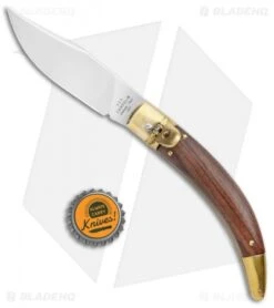 AGA Campolin Diana Lever Lock Automatic Brass Wood Knife (3.75" Satin) -Automatic Knives Shop AGA Campolin Diana LL Auto Brass Wood Satin BHQ 135444 jr bottlecap