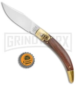 AGA Campolin Diana Wood Lever Lock Automatic Brass/Wood Knife - 3.75 Satin -Automatic Knives Shop AGA Campolin Diana LL Auto Brass Wood Satin BHQ 135444 jr bottlecap large