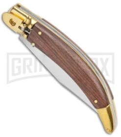 Automatic Knives Shop -Automatic Knives Shop AGA Campolin Diana LL Auto Brass Wood Satin BHQ 135444 jr spine large