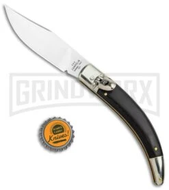 AGA Campolin Diana Ebony Lever Lock Automatic Knife - Satin Plain -Automatic Knives Shop AGA Campolin Diana LL Auto Dark Wood Satin BHQ 34351 jr bottlecap large