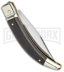 AGA Campolin Diana Ebony Lever Lock Automatic Knife - Satin Plain -Automatic Knives Shop AGA Campolin Diana LL Auto Dark Wood Satin BHQ 34351 jr side large
