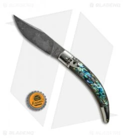 AGA Campolin Diana Lever Lock Automatic Knife Abalone (3.75" Damascus) -Automatic Knives Shop AGA Campolin Diana LL Damascus Abalone BHQ 67442 jr bottlecap