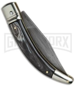 AGA Campolin Diana Dark Horn Lever Lock Automatic Knife - Damascus Plain -Automatic Knives Shop AGA Campolin Diana LL Damascus Dark Horn BHQ 67443 jr side large