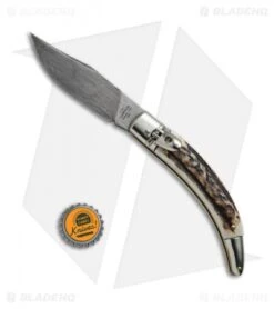 AGA Campolin Diana Lever Lock Automatic Knife Stag Horn (3.75" Damascus) -Automatic Knives Shop AGA Campolin Diana LL Damascus Stag Horn BHQ 67441 jr bottlecap