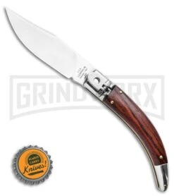 AGA Campolin Diana Santos Wood Lever Lock Automatic Knife - Satin Plain -Automatic Knives Shop AGA Campolin Diana Lever Lock Automatic Knife Santos Wood 3.75 Satin BHQ 120336 LS Bottlecap large