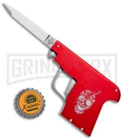 AGA Campolin Red Automatic Gun Knife - Satin Plain -Automatic Knives Shop AGA Campolin Gun Knife Auto Red Satin CEM PIS RED GX 33940 jr bottlecap large