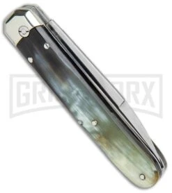 AGA Campolin Baron Dark Horn Automatic Knife - Satin Plain -Automatic Knives Shop AGA Campolin LL Auto Dark Horn Satin BHQ 117069 jr side large