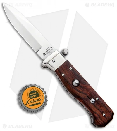 AGA Campolin Piccolo Italian Stiletto Automatic Knife Cocobolo (2.8" Satin) 4 AGA Campolin Piccolo Italian Stiletto Automatic Knife Cocobolo (2.8" Satin) - Image 4