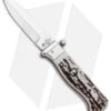 AGA Campolin Piccolo Italian Stiletto Automatic Knife Stag (2.8" Satin)