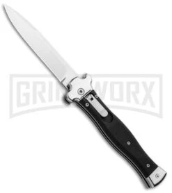 AGA Campolin Zero Black Coated Leverlock Automatic Knife - Bayo Polish Plain
