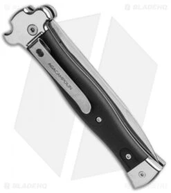 AGA Campolin Zero Leverlock Bayo Automatic Knife Black Coated (3.75" Polish) -Automatic Knives Shop AGA Campolin Zero Bayo LL Auto Black Coated Polish AGA01LN LB BHQ 92041 jr side