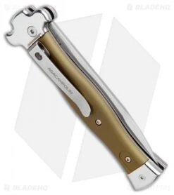 AGA Campolin Zero Bayo Leverlock Automatic Knife ODGreen Aluminum (3.75" Satin) -Automatic Knives Shop AGA Campolin Zero Bayo LL Auto Green Alum Satin AGA01ALOD LB BHQ 99414 jr side