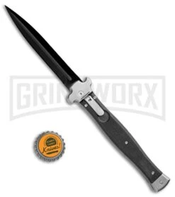 AGA Campolin Zero+ Black G-10 Leverlock Automatic Knife - Dagger Black Plain 2.0 -Automatic Knives Shop AGA Campolin Zero Dagger LL Auto Black G 10 Black BHQ 105419 jr bottlecap large