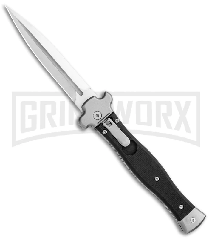 AGA Campolin Zero Black G-10 Leverlock Automatic Knife - Dagger Satin Plain 1 AGA Campolin Zero Black G-10 Leverlock Automatic Knife - Dagger Satin Plain