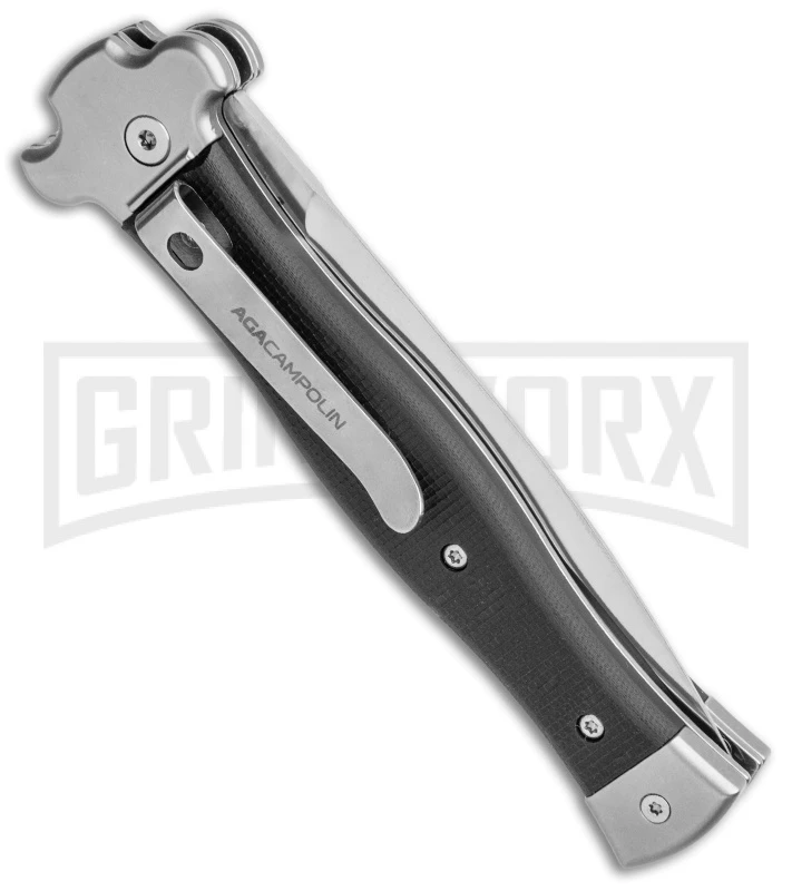 AGA Campolin Zero Black G-10 Leverlock Automatic Knife - Dagger Satin Plain 3 AGA Campolin Zero Black G-10 Leverlock Automatic Knife - Dagger Satin Plain - Image 3