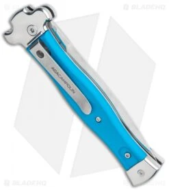 AGA Campolin Zero Dagger Leverlock Automatic Knife Blue G-10 (3.75" Satin) -Automatic Knives Shop AGA Campolin Zero Dagger LL Auto Blue G 10 Satin BHQ 117112 jr side