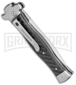 AGA Campolin Zero Carbon Fiber Leverlock Automatic Knife - Dagger Satin Plain -Automatic Knives Shop AGA Campolin Zero Dagger LL Auto CF Satin AGA01CF SD BHQ 79656 jr side large