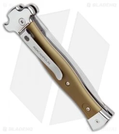 AGA Campolin Zero Dagger Leverlock Automatic Knife Green Aluminum (3.75" Satin) -Automatic Knives Shop AGA Campolin Zero Dagger LL Auto Green Alum Satin AGA01ALOD LD BHQ 99415 jr side