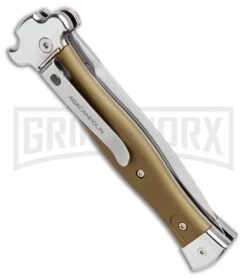 AGA Campolin Zero Green Aluminum Leverlock Automatic Knife - Dagger Satin Plain -Automatic Knives Shop AGA Campolin Zero Dagger LL Auto Green Alum Satin AGA01ALOD LD BHQ 99415 jr side large