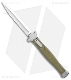 AGA Campolin Zero+ Dagger Leverlock Automatic Knife Green G-10 (4.25" Satin) 2.0
